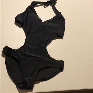 Halter style tie at neck sassy one piece swimsuit